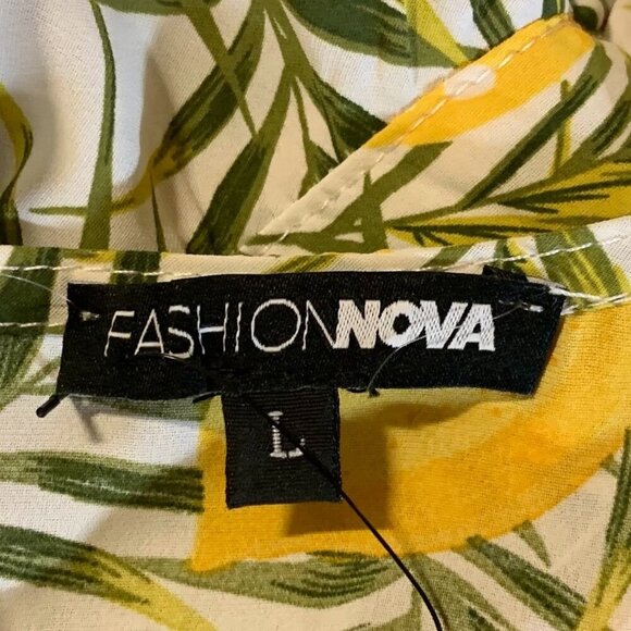 Fashion Nova Women's Lemon Drop Hi Low Long Sleeve V Neck Dress‎ Size L NWT - Picture 10 of 15